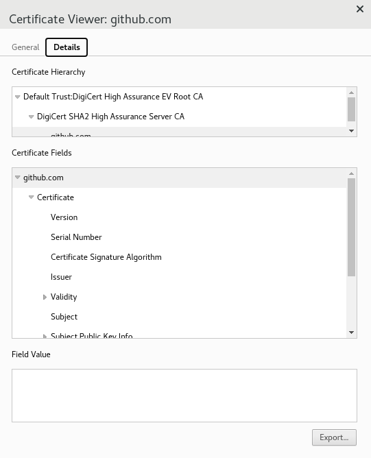 tls github certificate details info